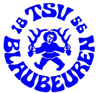 Vereinswappen des TSV 1856 Blaubeuren mit einem spielenden Kind und Geweihen.